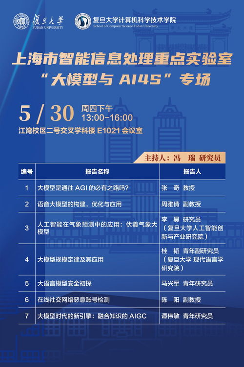 学院校庆周系列学术报告——上海市智能信息处理重点实验室“大模型与AI4S” 专场研讨会成功召开